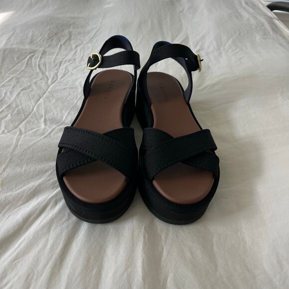 Rothy’s NWOT The Criss Cross Lightweight Wedge Platform Sandal in Black Size 9.5 - Picture 8 of 11